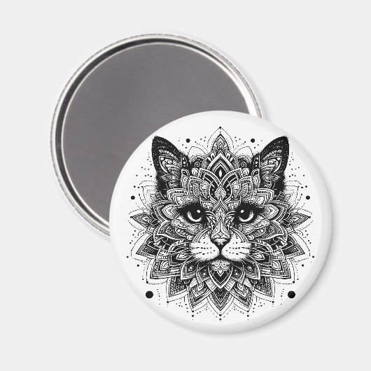 Mandala Patroon Kat Ontwerp Magneet (Voorkant / Achterkant)