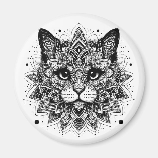 Mandala Patroon Kat Ontwerp Magneet (Voorkant)
