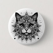 Mandala Patroon Kat Ontwerp Ronde Button 5,7 Cm (Voorkant)