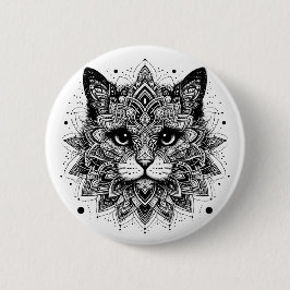 Mandala Patroon Kat Ontwerp Ronde Button 5,7 Cm