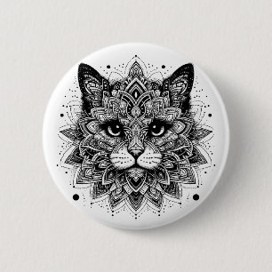 Mandala Patroon Kat Ontwerp Ronde Button 5,7 Cm