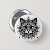 Mandala Patroon Kat Ontwerp Ronde Button 5,7 Cm (Voorkant /achterkant)