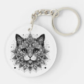 Mandala Patroon Kat Ontwerp Sleutelhanger (Achterkant)