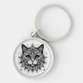 Mandala Patroon Kat Ontwerp Sleutelhanger (Voorkant)
