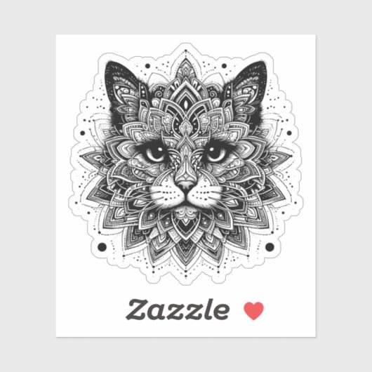 Mandala Patroon Kat Ontwerp Sticker (Vel)