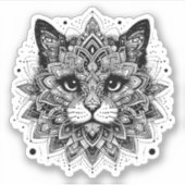 Mandala Patroon Kat Ontwerp Sticker (Voorkant)