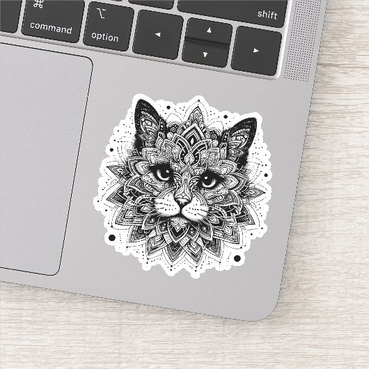 Mandala Patroon Kat Ontwerp Sticker (Detail)