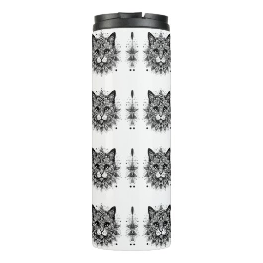 Mandala Patroon Kat Ontwerp Thermosbeker (Achterkant)