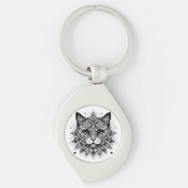 Mandala Patroon Kattenontwerp Sleutelhanger