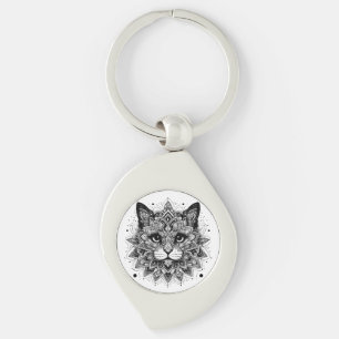 Mandala Patroon Kattenontwerp Sleutelhanger