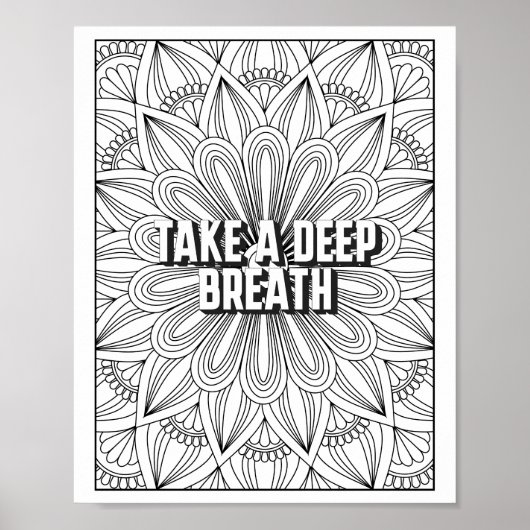 Mandala Patroon kleurplaat mindfulness quote Poster (Voorkant)