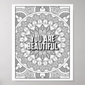 Mandala Patroon kleurplaat mindfulness quote Poster (Voorkant)