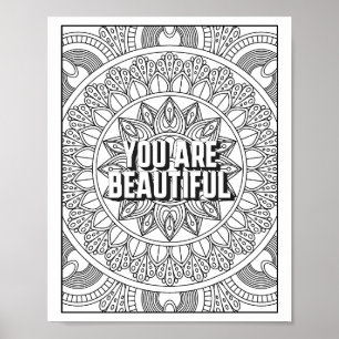Mandala Patroon kleurplaat mindfulness quote Poster
