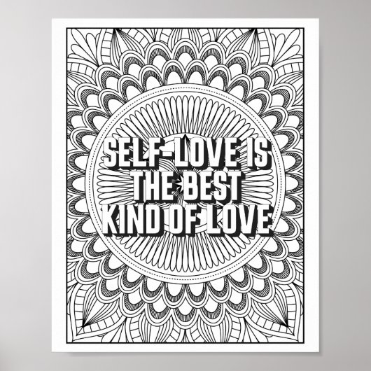 Mandala Patroon kleurplaat mindfulness quote Poster (Voorkant)