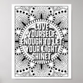 Mandala Patroon kleurplaat mindfulness quote Poster (Voorkant)
