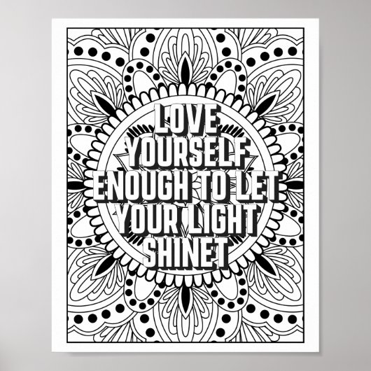 Mandala Patroon kleurplaat mindfulness quote Poster (Voorkant)