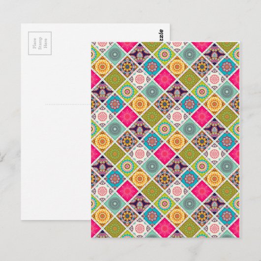 Mandala patroon kleurrijk Marokkaans Briefkaart (Voorkant / Achterkant)