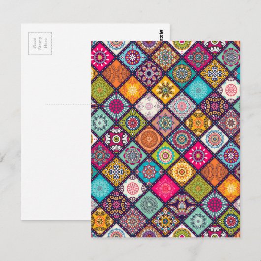 Mandala patroon kleurrijk Marokkaans Briefkaart (Voorkant / Achterkant)