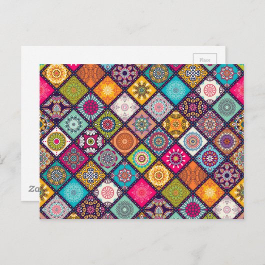 Mandala patroon kleurrijk Marokkaans Briefkaart (Voorkant / Achterkant)