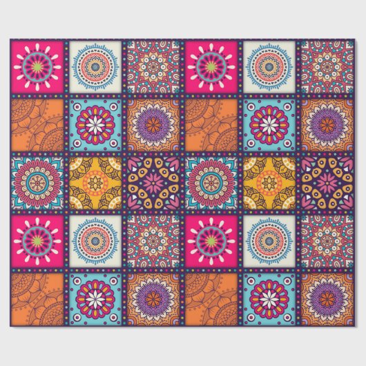 Mandala patroon kleurrijk Marokkaans Cadeaupapier (Vlak)