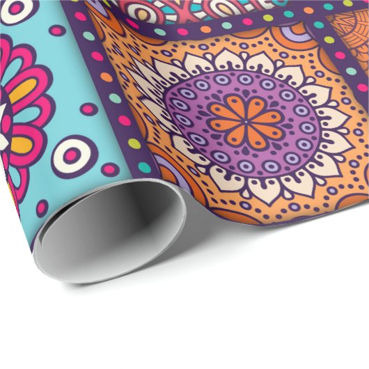 Mandala patroon kleurrijk Marokkaans Cadeaupapier (Rol Hoek)