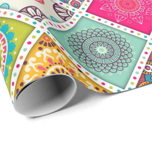 Mandala patroon kleurrijk Marokkaans Cadeaupapier (Rol Hoek)