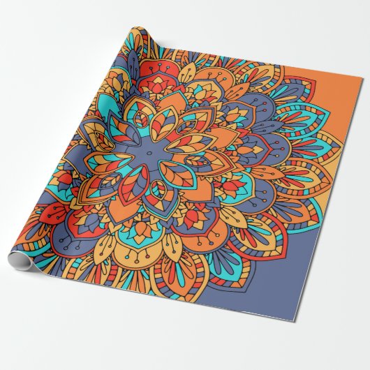 Mandala patroon kleurrijk Marokkaans Cadeaupapier (Uitgerold)