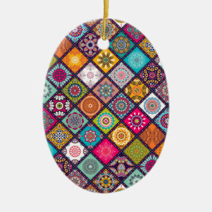 Mandala patroon kleurrijk Marokkaans Keramisch Ornament