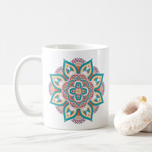 Mandala patroon kleurrijk Marokkaans Koffiemok (Met donut)