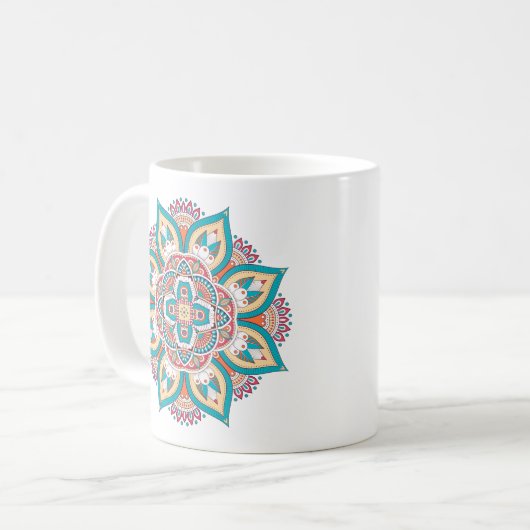 Mandala patroon kleurrijk Marokkaans Koffiemok (Voorkant links)