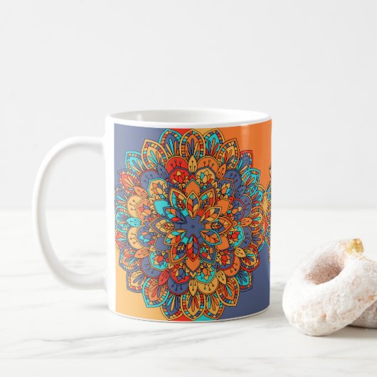 Mandala patroon kleurrijk Marokkaans Koffiemok (Met donut)