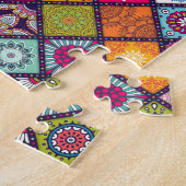 Mandala patroon kleurrijk Marokkaans Legpuzzel (Zijkant)