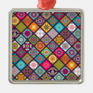 Mandala patroon kleurrijk Marokkaans Metalen Ornament