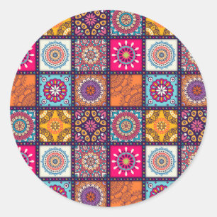 Mandala patroon kleurrijk Marokkaans Ronde Sticker