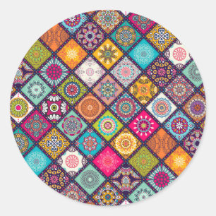 Mandala patroon kleurrijk Marokkaans Ronde Sticker