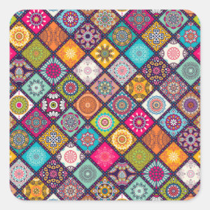 Mandala patroon kleurrijk Marokkaans Vierkante Sticker