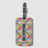 Mandala patroon kleurrijke Marokkaanse naam Bagagelabel (Voorkant (verticaal))