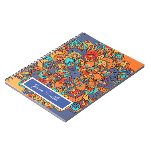 Mandala patroon kleurrijke Marokkaanse naam Notitieboek (Linkerzijde)