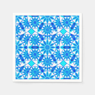 Mandala patroon, kobalt blauw en turquoise servetten