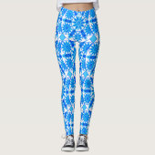 Mandala patroon, kobalt blauw, turquoise en wit leggings (Voorkant)