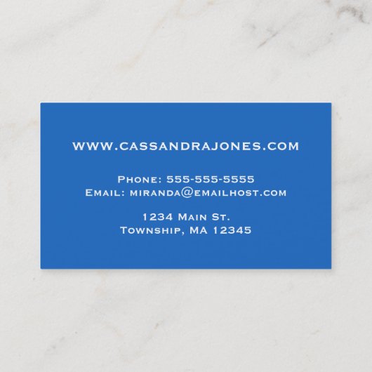 Mandala patroon, kobalt blauw, turquoise en wit visitekaartje (Achterkant)