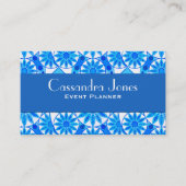 Mandala patroon, kobalt blauw, turquoise en wit visitekaartje (Voorkant)