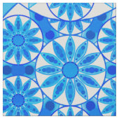 Mandala patroon, kobalt, turquoise en wit stof (Close Up)