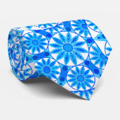 Mandala patroon, kobalt, turquoise en wit stropdas (Opgerold)