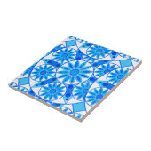 Mandala patroon, kobalt, turquoise en wit tegeltje (Zijkant)