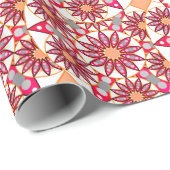 Mandala patroon, koraal, perzik, wit en grijs cadeaupapier (Rol Hoek)