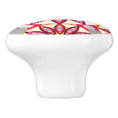 Mandala patroon, koraal, perzik, wit en grijs keramische knop (Zijkant)