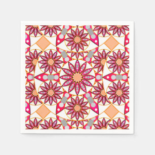 Mandala patroon, koraal, perzik, wit en grijs servetten