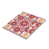 Mandala patroon, koraal, perzik, wit en grijs tegeltje (Zijkant)