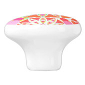 Mandala patroon, koraal sinaasappel, roze, goud keramische knop (Zijkant)
